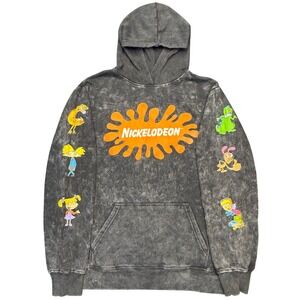 Nickelodeon Cartoon Hoodie Acid Wash Rugrats Ren Stimpy Mens L